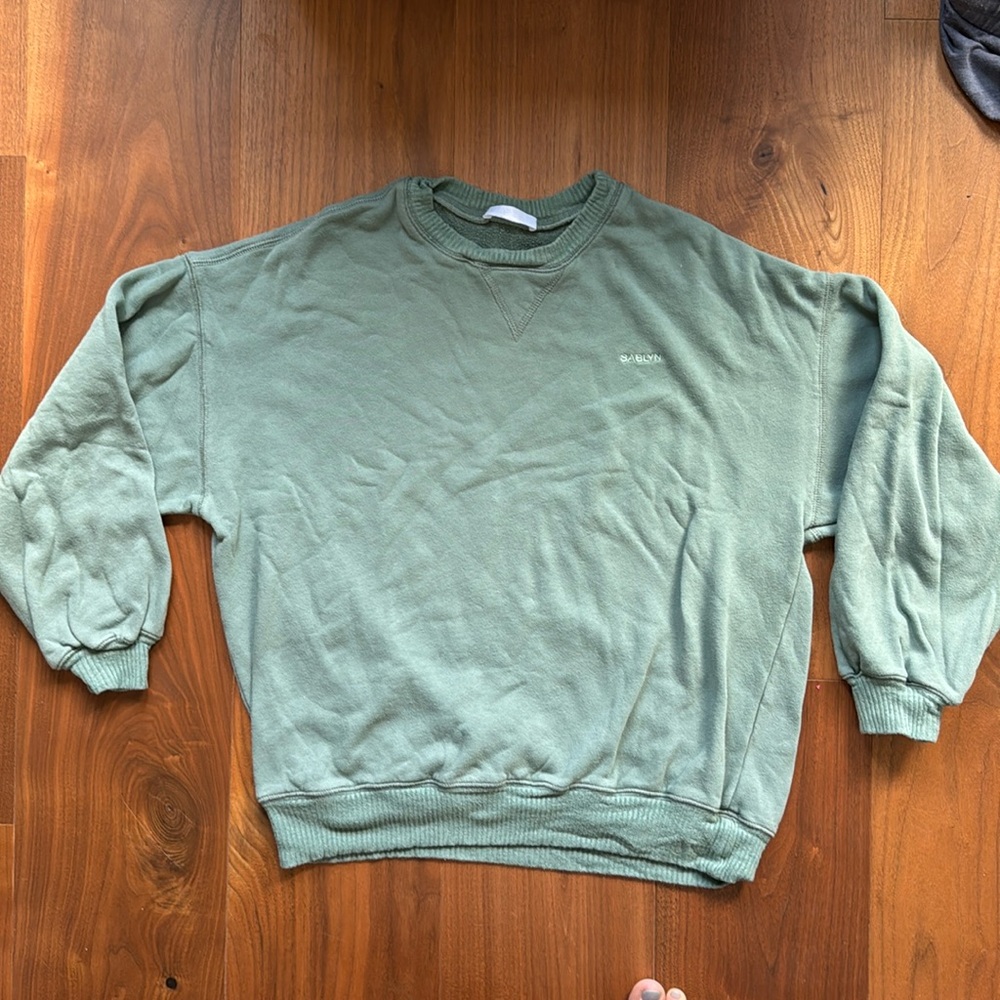SABLYN Romy Classic Cotton Sweatshirt / Crewneck Pullover XS sage